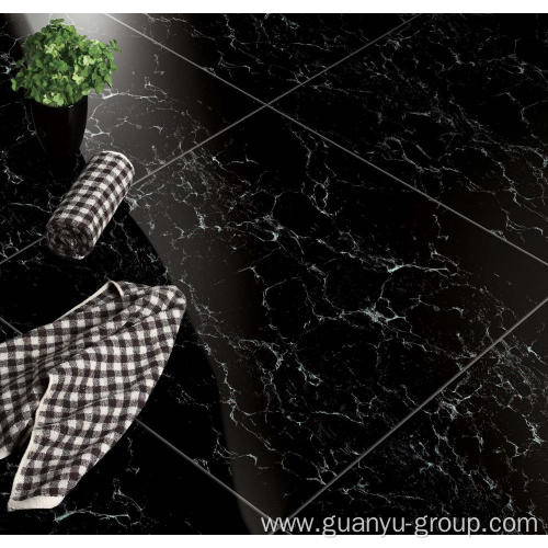 Gold & Silver Star Black Porcelain Tile